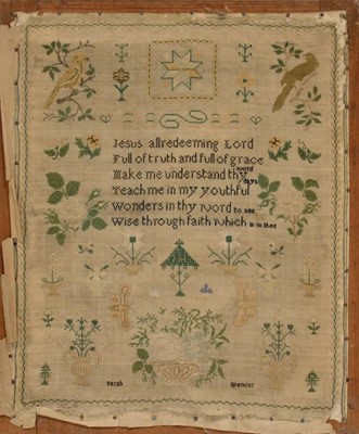 Lot 326 - Two needlework samplers and an 18th Century needlework map of England