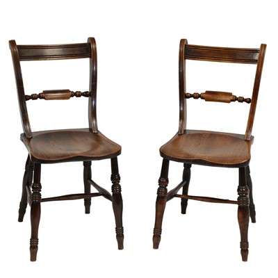 Lot 434 - Pair of Victorian elm, ash and fruitwood kitchen chairs