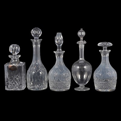 Lot 70 - Five various cut glass decanters