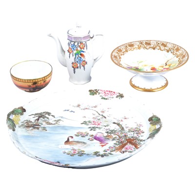 Lot 60 - Nippon porcelain comport, Japanese cabaret tray, etc.