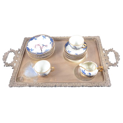 Lot 89 - Limoges part tea service, on a silver plated tray