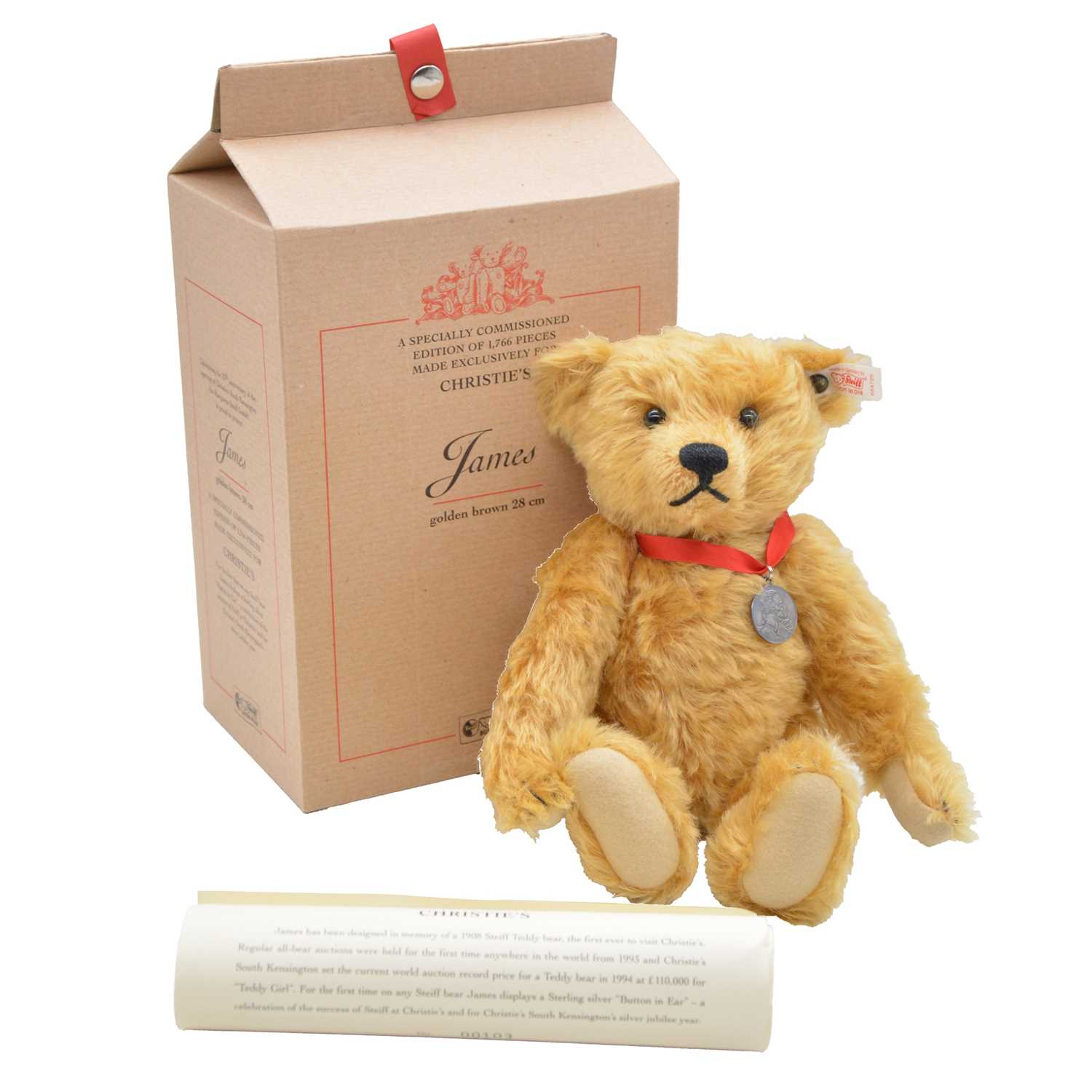 Lot 282 - Steiff Bear 'James' Christies bear, boxed