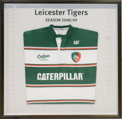 Lot 189 - Leicester Tigers Rugby shirt 2008-09 season, and related artworks