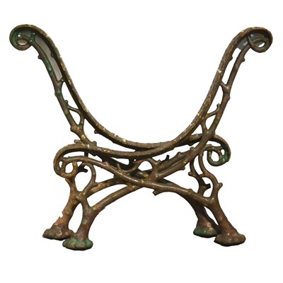 Lot 478 - Pair of cast iron bench ends, cast branch design