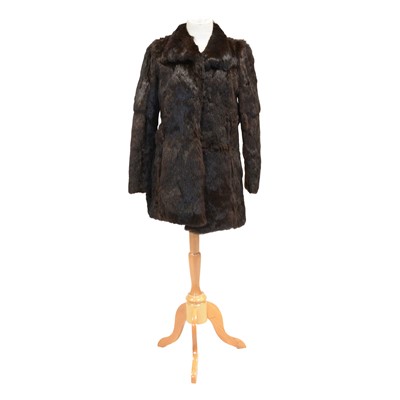 Lot 183 - A French dark brown fur coat, jacket and short jacket.