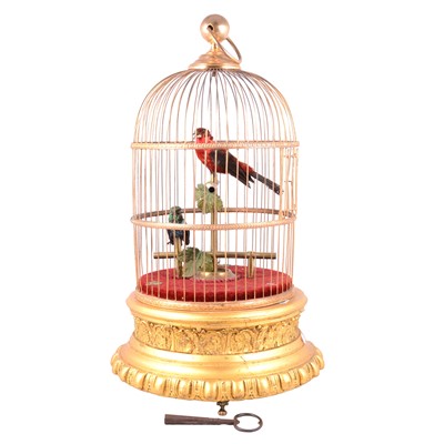 Lot 12 - Large caged singing bird automaton