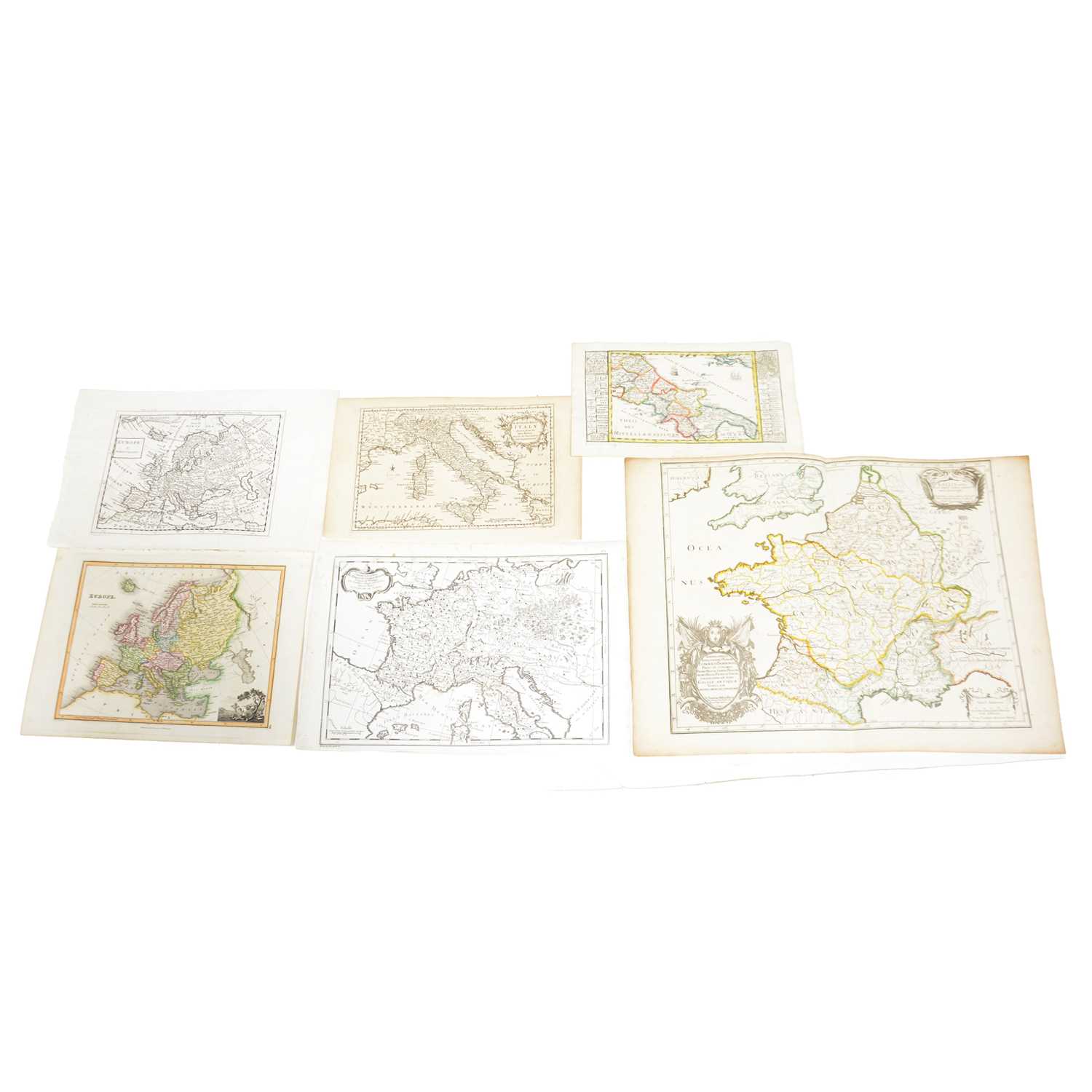 Lot 393 - Six maps of France, Italy and Europe.