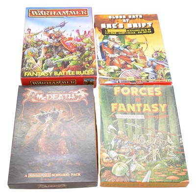 Lot 166 - Four Citadel Miniatures scenario packs and supplements, boxed