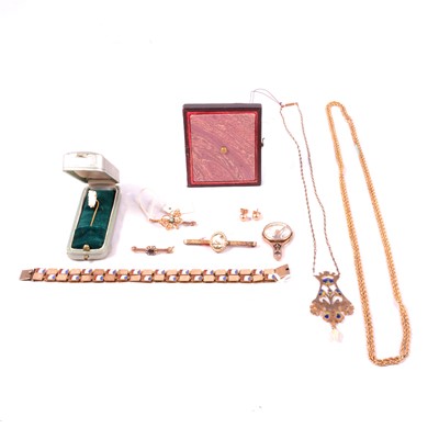 Lot 1219 - Victorian and later gold and gold-plated jewellery and a daguerrottype.