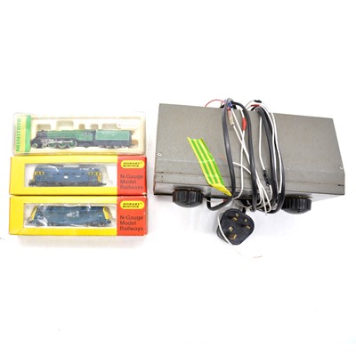 Lot 260 - Three Minitrix N gauge locomotives, with H and M control unit