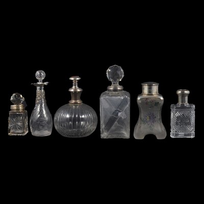 Lot 51 - Three silver mounted scent bottles and three others