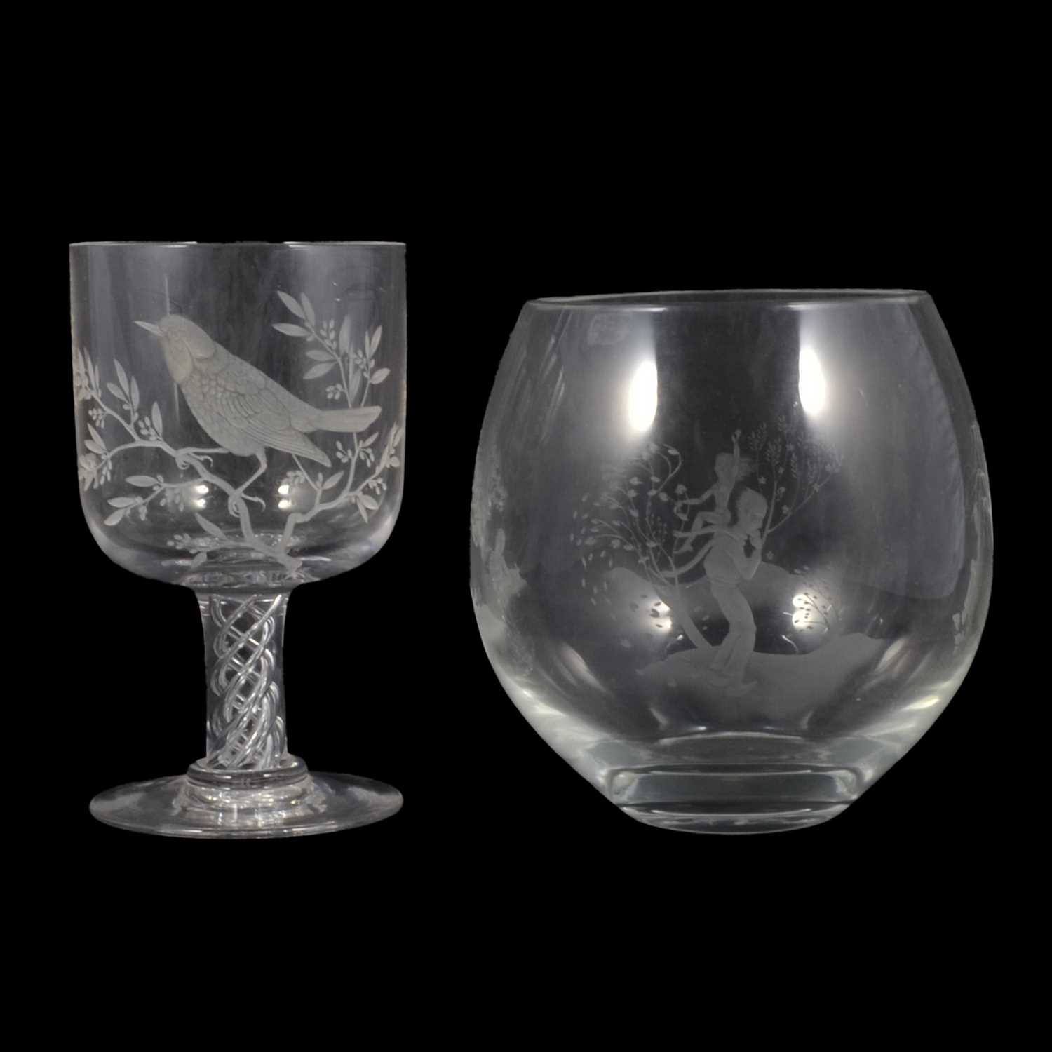 Lot 52 - Stuart Crystal Michael Fairbairn goblet and a Caithness glass bowl