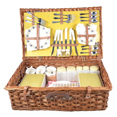 Lot 144 - Vintage Sirram six piece wicker picnic set.