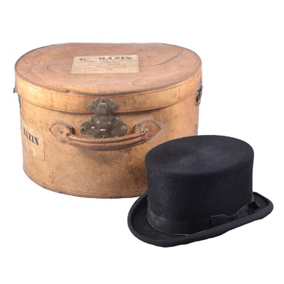 Lot 148 - Patey (London) Ltd, vintage top hat, in a large leather hat box