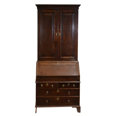 Lot 346 - Georgian oak bureau bookcase