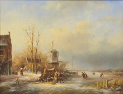 Lot 242 - Contemporary, Dutch Winter scene