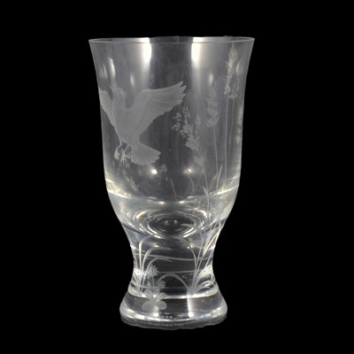 Lot 13 - Caithness wheel-engraved glass vase, signed Denis F Mann