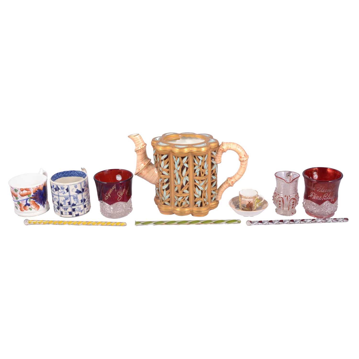 Lot 123 - Copeland reticulated teapot, Nursery Ware mug, etc.