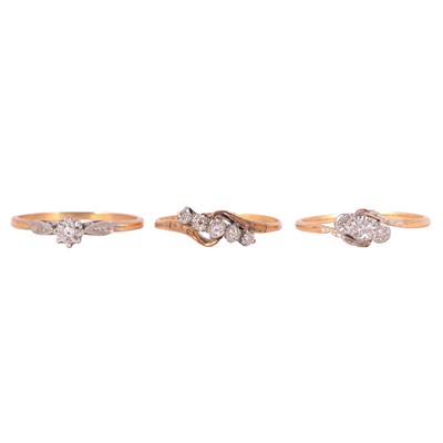 Lot 26 - Three illusion set diamond rings.