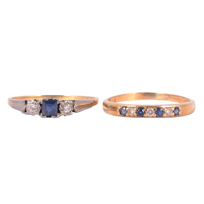 Lot 32 - Two sapphire and diamond rings.