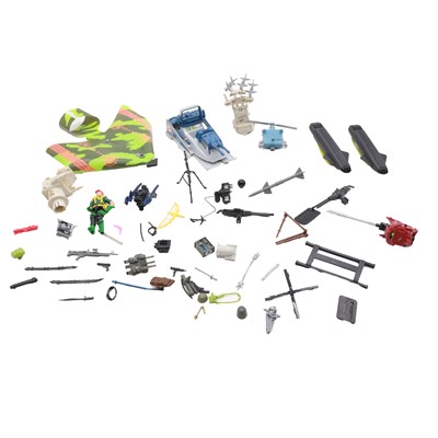Lot 219 - Hasbro GI Joe accessories, including Skymate action figure with longbow, boomerang and glider.
