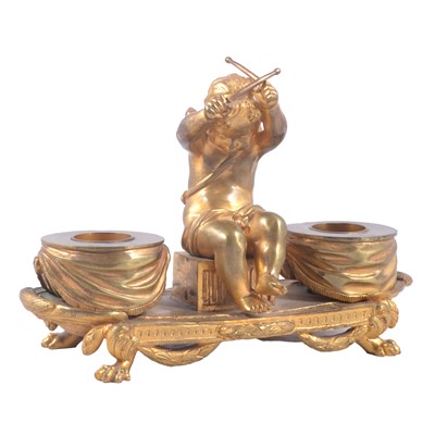 Lot 135A - French gilt metal encrier/ inkwell