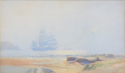 Lot 258 - Herbert Coop, Sailing ship in a cove