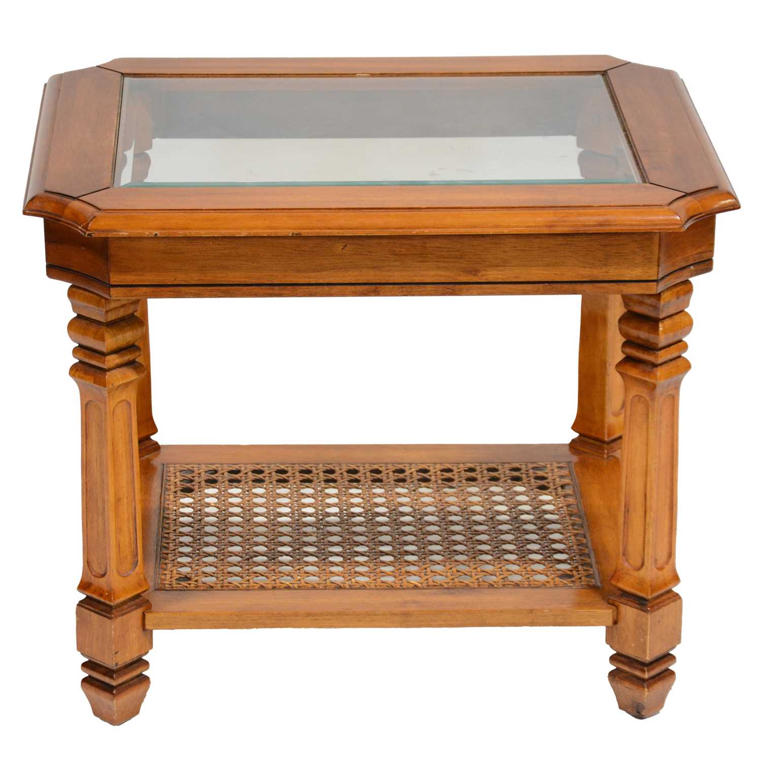 Lot 426 Walnut glass topped coffee table,