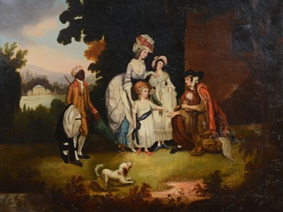 Lot 379 - English School, Family group with servants