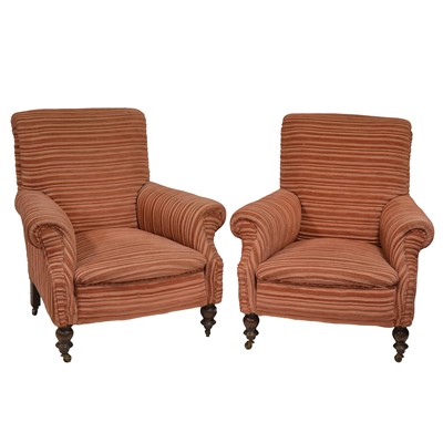 Lot 473 - Pair of Victorian easy chairs