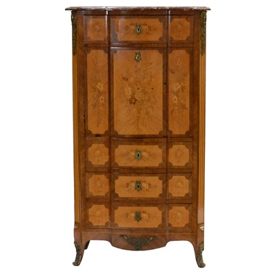 Lot 309 - French rosewood, walnut and marquetry escritoire