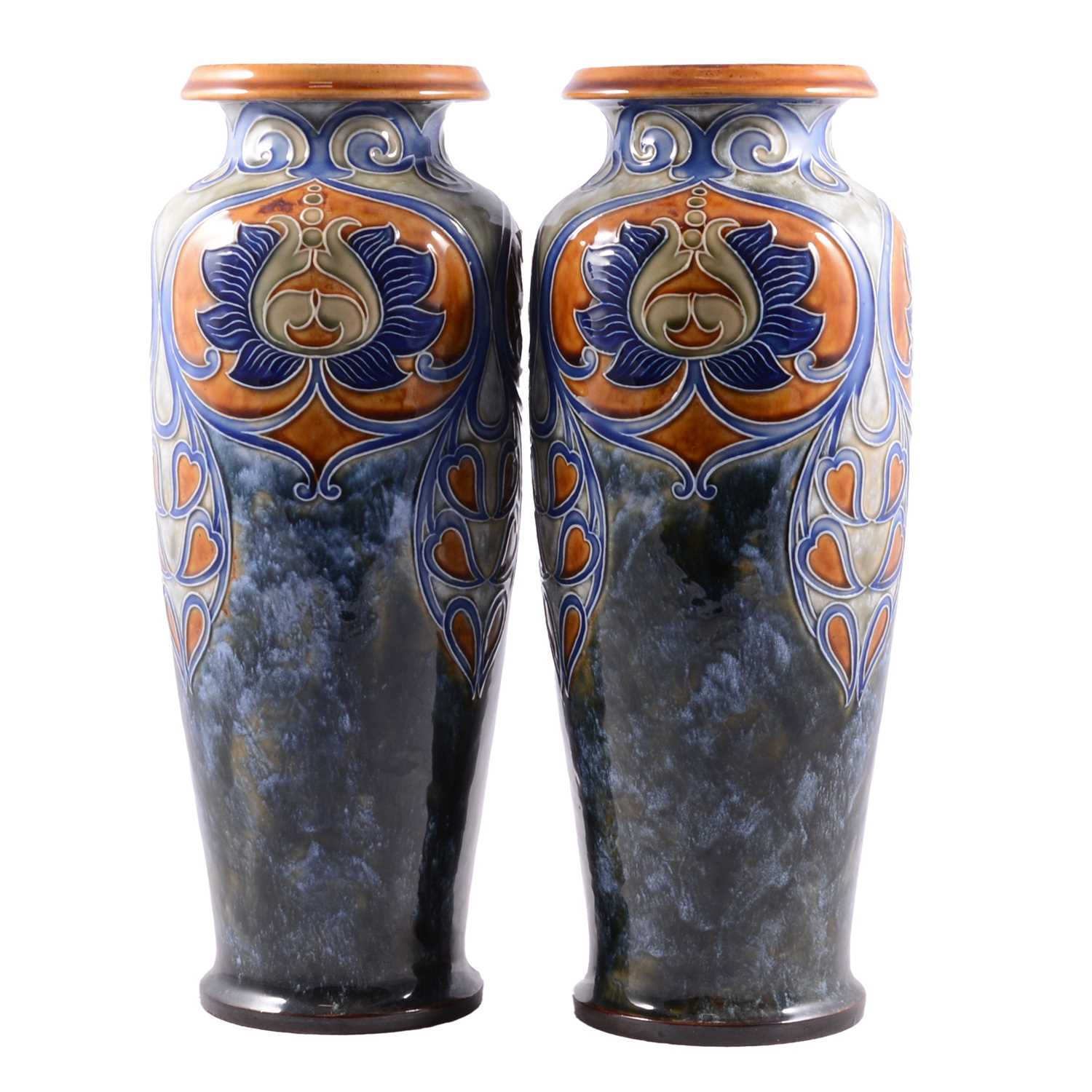 Lot 64 - Pair Of Royal Doulton Stoneware Vases, By