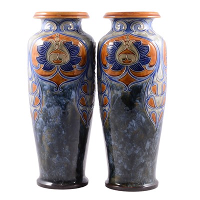 Lot 64 - Pair of Royal Doulton stoneware vases, by Francis Pope