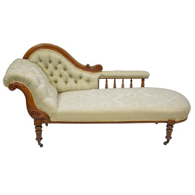 Lot 525 - Victorian walnut chaise longue