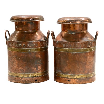 Lot 18 - Two Victorian copper milk churns