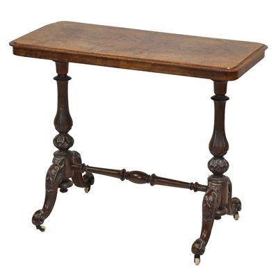 Lot 422 - Victorian burr walnut stretcher table