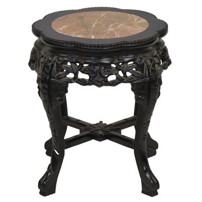 Lot 501 - Chinese marble topped ebonised stand