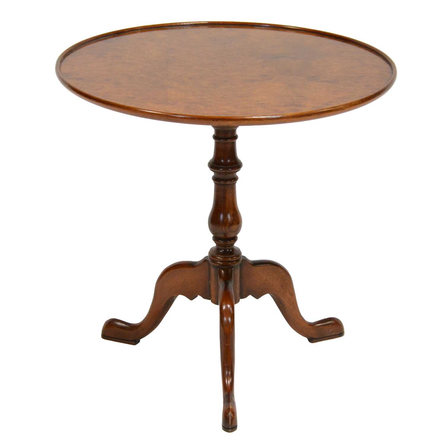 Lot 382 - Georgian style walnut and burr walnut tripod table