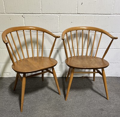 Lot 408 - Ercol, a pair of 'Cowhorn' dining chairs