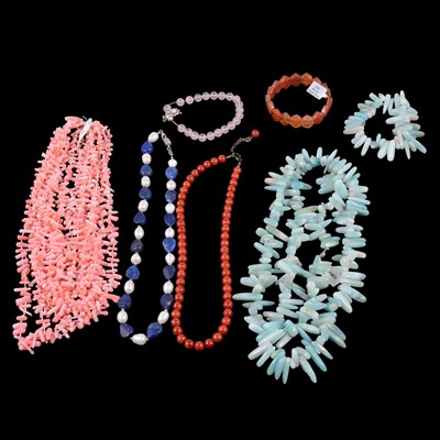 Lot 398 - Gemstone necklaces, bracelets and earrings, some unworn with tags.