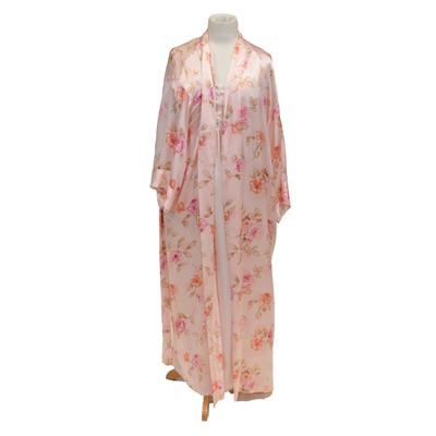 Lot 180 - Christian Dior - two hats, a pink nightgown and an August Silk dressing gown.