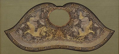 Lot 245A - Two similar Chinese silk embroidered collars, and a Thai gold-thread embroidered collar