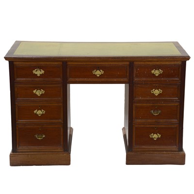 Lot 386 - Edwardian mahogany twin pedestal desk