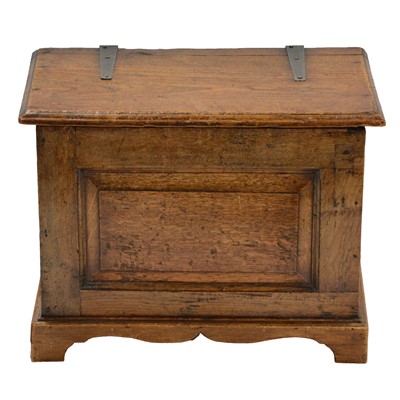 Lot 385 - Joined oak coffer of small size, made up from old timber