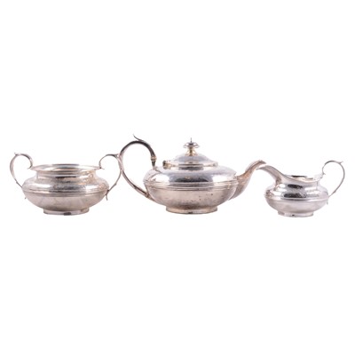 Lot 41 - William IV silver three piece tea set