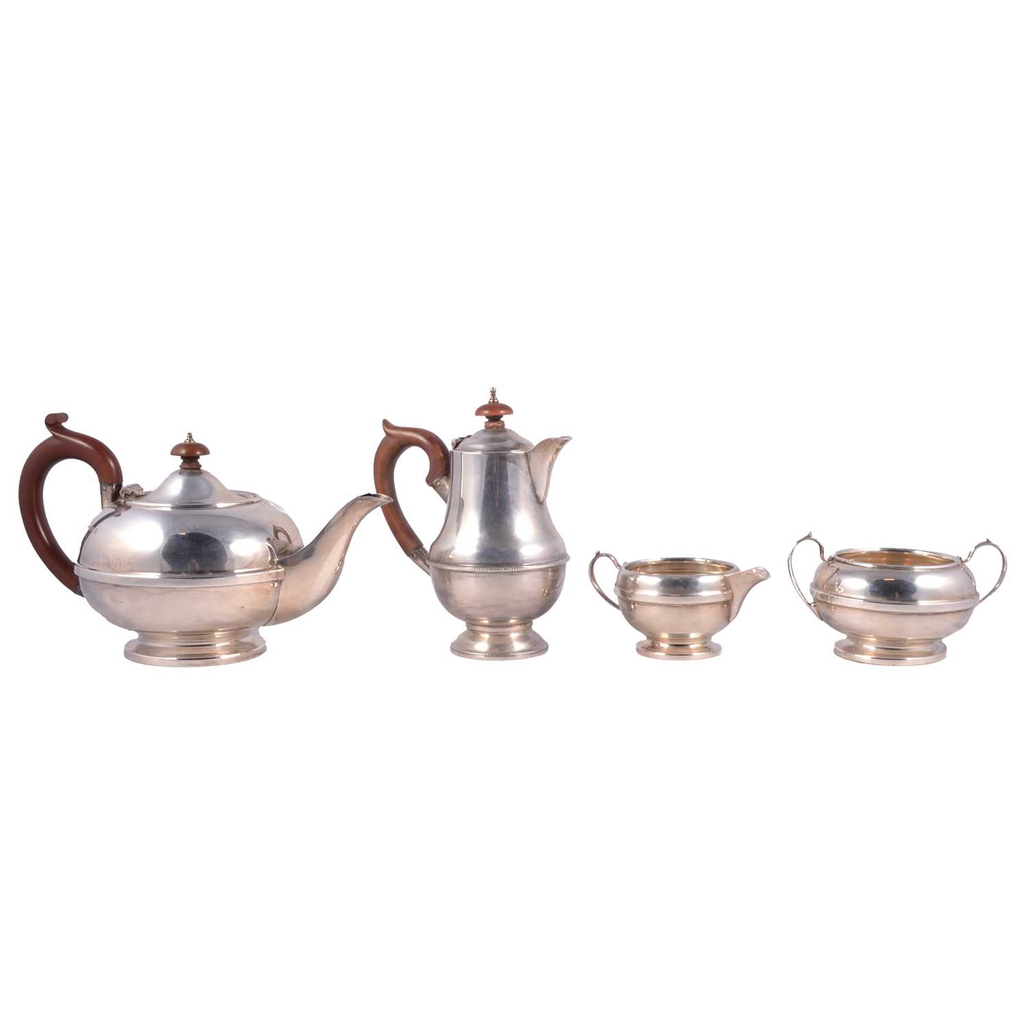 Lot 348 - Four piece silver teaset