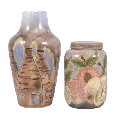 Lot 23 - Cobridge Stoneware, a decorative vase, and a jar and cover