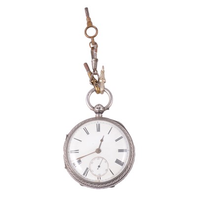 Lot 1084 - A large silver open face pocket watch.