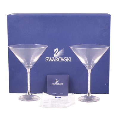 Lot 53 - Swarovski Crystal, a pair of Martini glasses, boxed