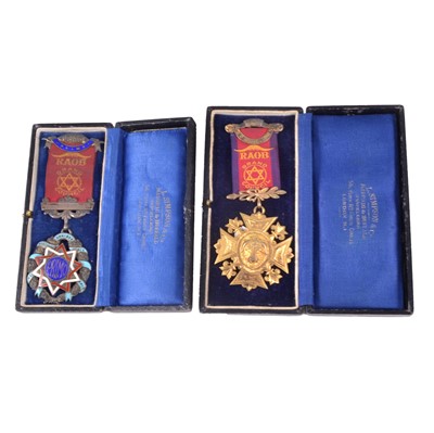 Lot 192 - Royal Ancient Order of Buffalo, two silver/ silver gilt jewels, 1929- 1930